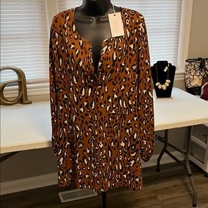 Adrienne Brown Leopard Print Dress